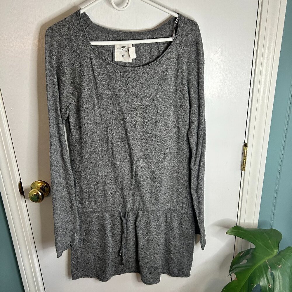 H&M L.O.G.G. Gray Knit Long Sleeve Dress Tunic Size M - Picture 3 of 7